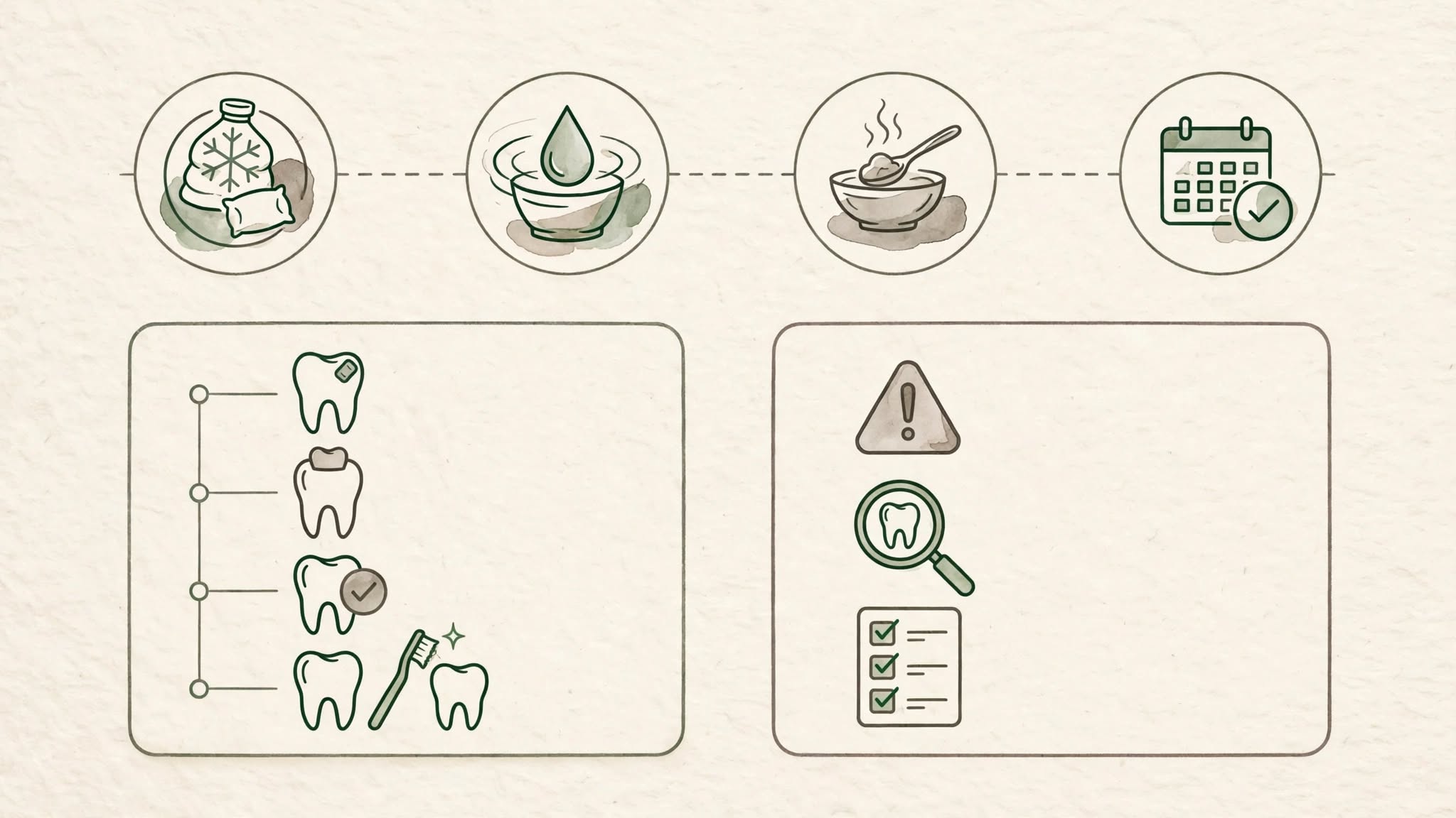 Dental recovery timeline and warning-sign review after treatment